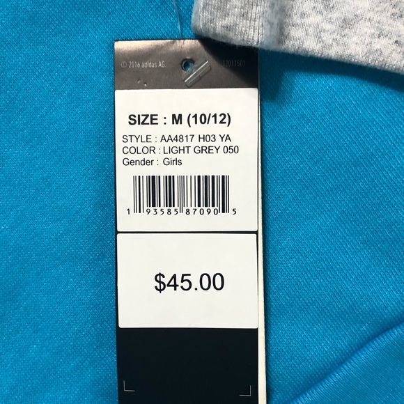 Adidas Kids Hooded Fleece Sweatshirt Pullover Gray - Picture 11 of 11